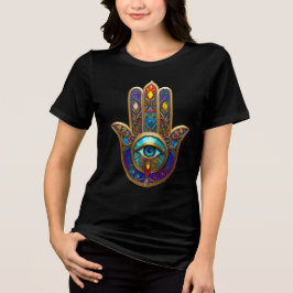 Camiseta Triblenda Gold Colorful Hamsa Turquoise Sapphire Third Eye 