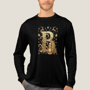 Camiseta Triblenda Gold Letter B Luxury Snowman Tri-blend Long Sleeve