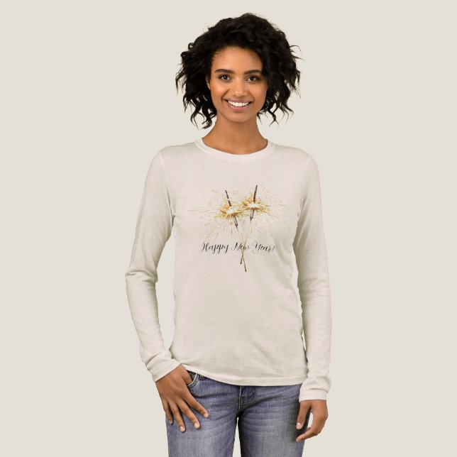Camiseta Triblenda Gold New Year's Eve Day Celebration Sparklers (Anverso Completo)