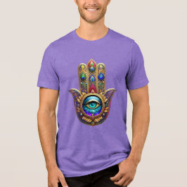 Camiseta Triblenda Gold Peacock Colors Hamsa Green Sapphire Third Eye
