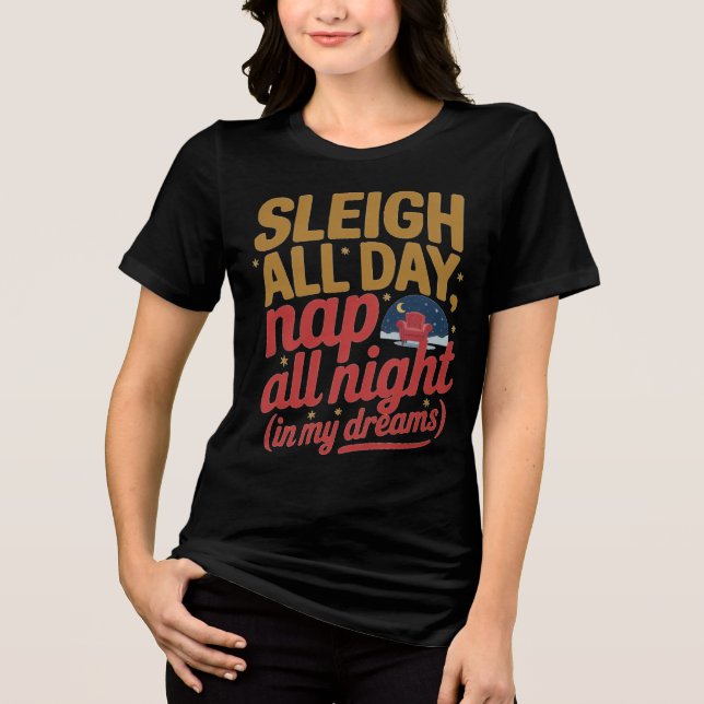 Camiseta Triblenda Gold Sleigh All Day Christmas Typography (Anverso)