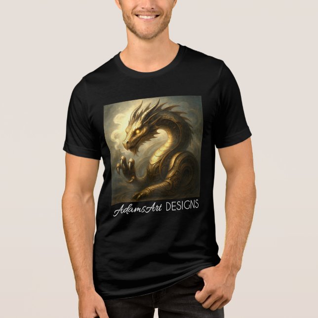 Camiseta Triblenda Golden Clockwork Dragon Fantasy Art  (Anverso)
