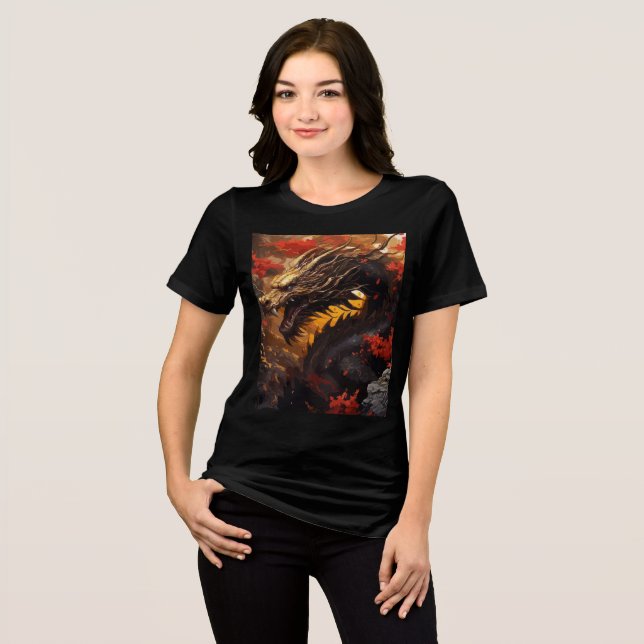 Camiseta Triblenda Golden Dragon in Fiery Autumn Canyon (Anverso Completo)