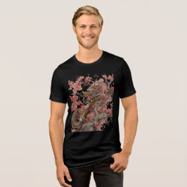 Camiseta Triblenda Golden Dragon in Sakura Tree Artwork