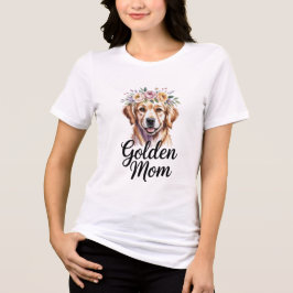 Camiseta Triblenda Golden Mom Golden Retriever Floral Women T-Shirt G