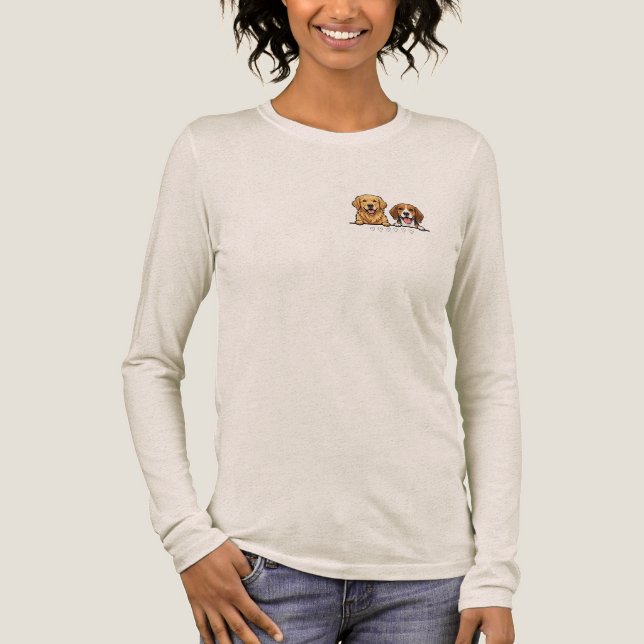 Camiseta Triblenda Golden Retriever & Beagle Best Friends pocket size (Anverso)