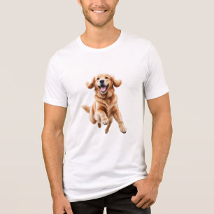 Camiseta Triblenda Golden Retriever Happy Playong Fun Saltando Al Air