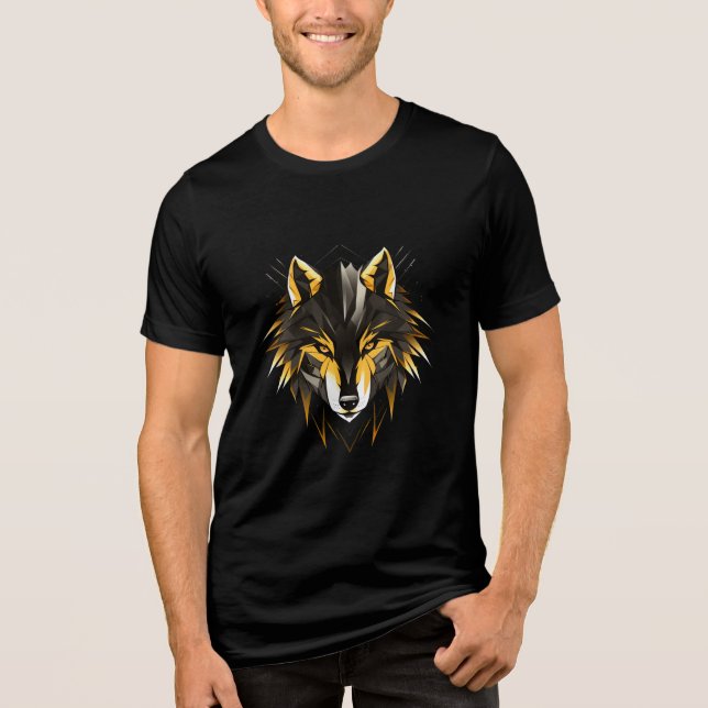 Camiseta Triblenda Golden Shard Wolf – Geometric Animal Art (Anverso)