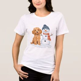 Camiseta Triblenda Goldendoodle de invierno perro muñeco de nieve lin