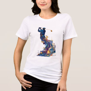 Camiseta Triblenda Golpe de Golfista Abstracto Arte de Acuarela con