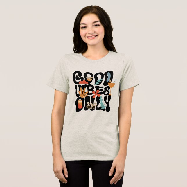 Camiseta Triblenda  Good Vibes Only Abstract Tropical Cocktail (Anverso Completo )