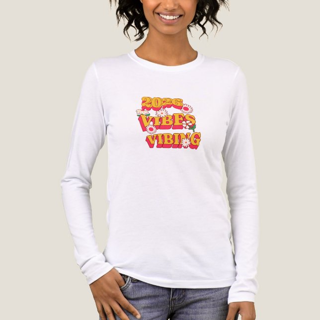 Camiseta Triblenda Good Vibes Vibing Retro Long Sleeve Shirt | Positi (Anverso)