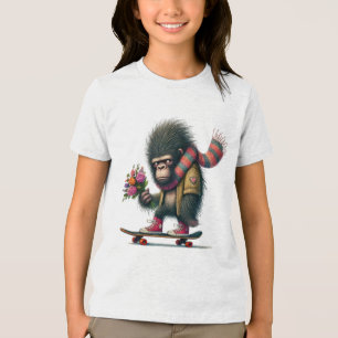 Camiseta Triblenda Gorila en monopatín humorístico