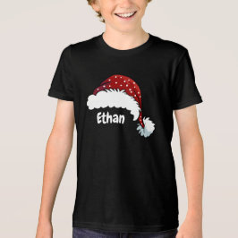 Camiseta Triblenda Gorra de Santa Navidad Personalizada con Nombre de