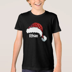 Camiseta Triblenda Gorra de Santa Navidad Personalizada con Nombre de