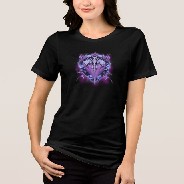Camiseta Triblenda Gothic Heart of Shadows – Mystical Purple Design (Anverso)