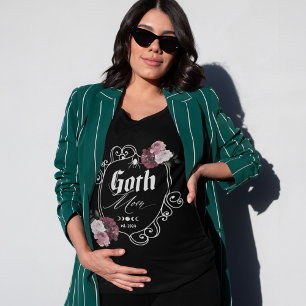 Camiseta Triblenda Gótico Mamá Invitación de Embarazo Escudo Floral