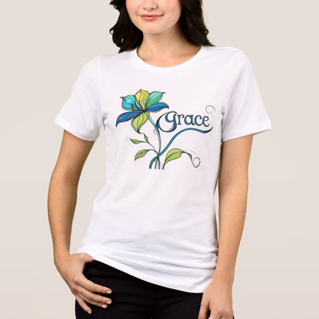 Camiseta Triblenda Grace in Bloom" – Inspirational Floral Art Tee (Anverso)