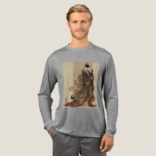 Camiseta Triblenda "Gracia Elegante" Gato Japonés en Arte de Kimono