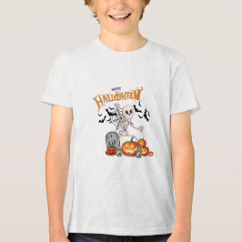 Camiseta Triblenda Gracioso esqueleto bailando y calabazas Feliz Hall