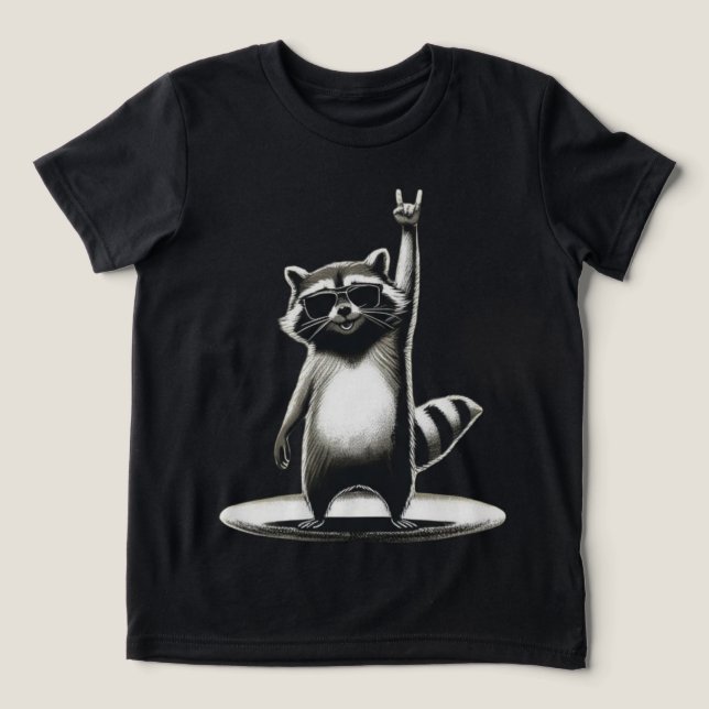 Camiseta Triblenda Gracioso regalo animal | Estrella de rock raccoon  (Diseño delantero )