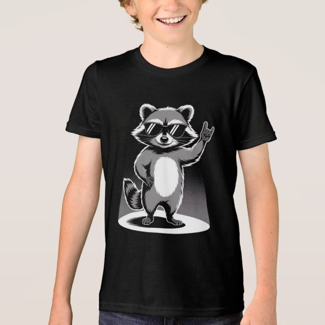 Camiseta Triblenda Gracioso regalo animal | Estrella de rock raccoon  (Anverso)