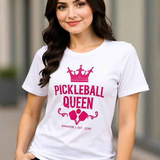 Camiseta Triblenda Gracioso regalo personalizado rosado de la reina d (pickleball gift for her funny queen shirt women birthday christmas mom girfriend personalized)