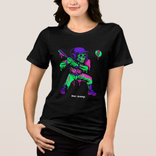 Camiseta Triblenda Gracioso Skeleton Batting Ice Cream Driting Baseba