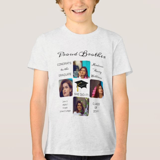 Camiseta Triblenda Grad Cap Múltiple Foto Grad Keepsake Brother (Anverso)