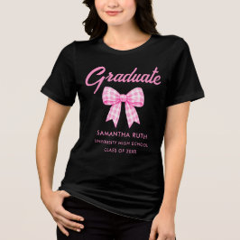 Camiseta Triblenda Graduación con lazo de gingham rosa