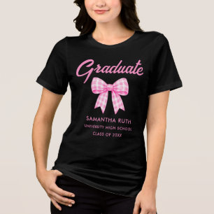 Camiseta Triblenda Graduación con lazo de gingham rosa