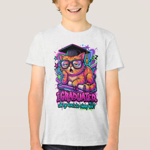 Camiseta Triblenda Graduación de Gato Divertida Puedo Volver a Dormir