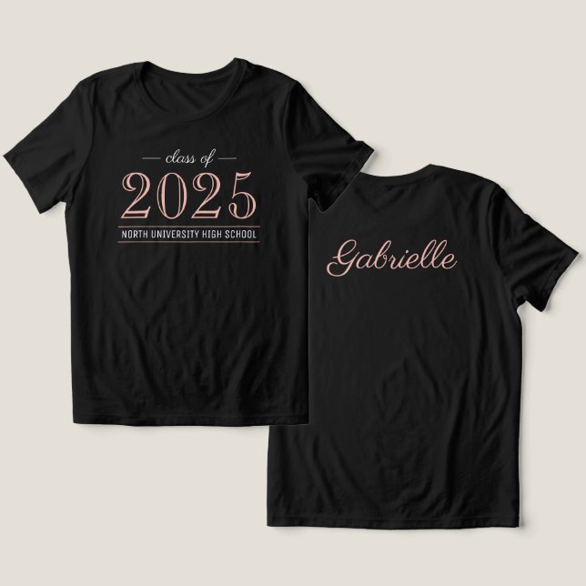 Camiseta Triblenda Graduación de Personalizado negro Rosa 2022 (Diseño Anverso y Reverso)
