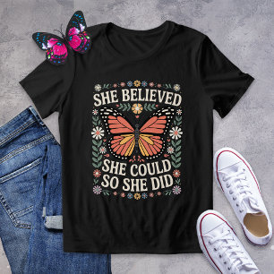 Camiseta Triblenda Graduación floral de mariposa retro