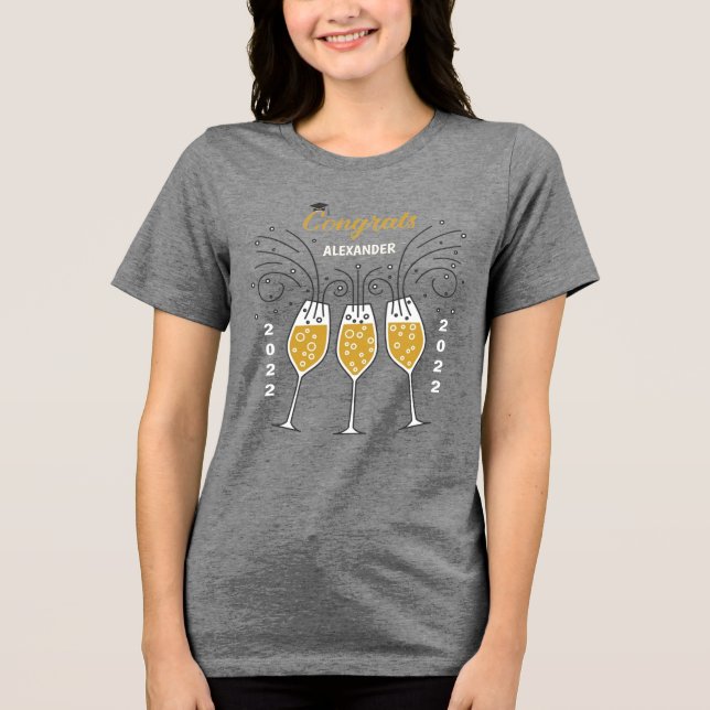 Camiseta Triblenda Graduación Graduada Clase Año Personalizado de Fel (Anverso)