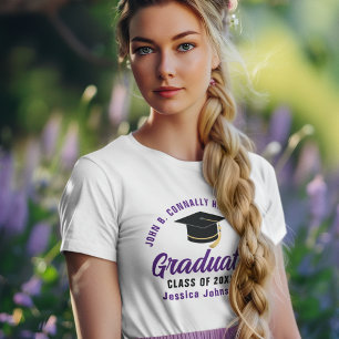 Camiseta Triblenda Graduada morada Personalizado 2025 Graduación feme