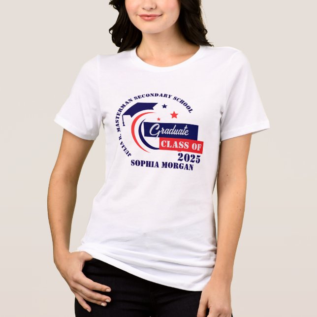 Camiseta Triblenda Graduado de blanco rojo y azul (Anverso)