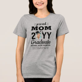 Camiseta Triblenda Graduado de Graduación de Foto Año Orgullosa Mamá