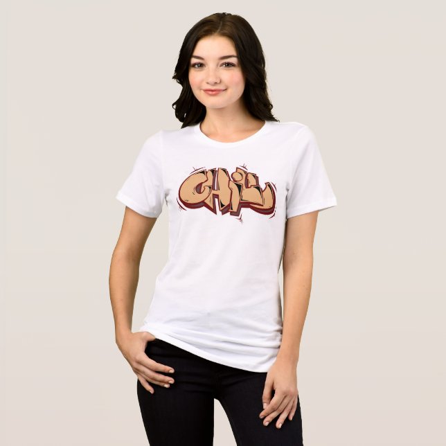 Camiseta Triblenda Graffiti moderno Chill marrón chocolate (Anverso Completo)