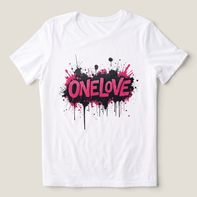 Camiseta Triblenda Graffiti Rosa caliente "ONELOVE" (Diseño delantero )