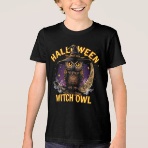 Camiseta Triblenda Gráfica de bruja de búho embrujada para Halloween