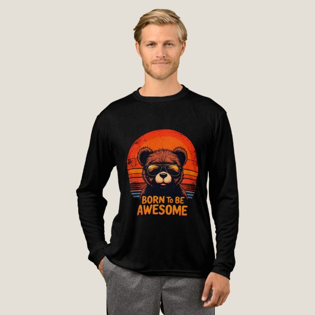 Camiseta Triblenda Gráfica de oso retro asombroso (Anverso Completo)