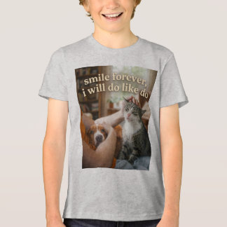 Camiseta Triblenda Gráfica divertida de perro y gato lindos siendo ac
