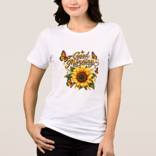Camiseta Triblenda Gráfica floral de girasol vintage y mariposas A