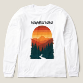 Camiseta Triblenda Gràfica Retro Atardecer Bosque Montaña Mama