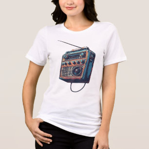 Camiseta Triblenda Gráfica Retro de Radio Boombox Vintage - Nostalgia