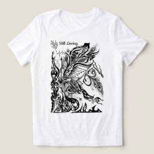 Camiseta Triblenda Gráfico abstracto de loto, pavo real y música