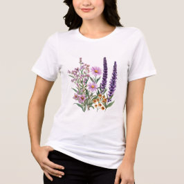 Camiseta Triblenda Gráfico Botánico de Flor Silvestre