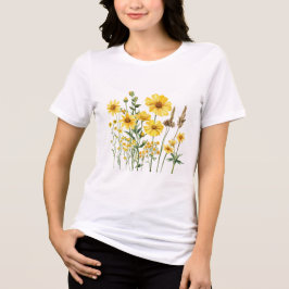 Camiseta Triblenda Gráfico Botánico de Flor Silvestre