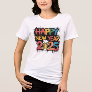 Camiseta Triblenda Gráfico de Feliz Año Nuevo 2025